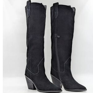 Blondo Wylde Black Suede Western Cowboy Zip Festival Waterproof Boots Size 7